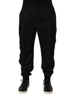 Dolce & Gabbana Black Mid Waist Cargo Jogger Sweatpants Pants