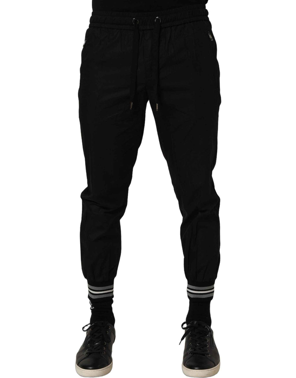 Dolce & Gabbana Black Cotton Mid Waist Jogger Sweatpants Pants