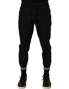 Dolce & Gabbana Black Cotton Mid Waist Jogger Sweatpants Pants