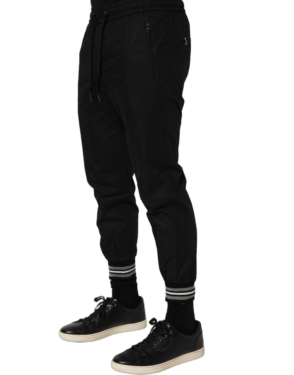 Dolce & Gabbana Black Cotton Mid Waist Jogger Sweatpants Pants