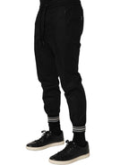 Dolce & Gabbana Black Cotton Mid Waist Jogger Sweatpants Pants