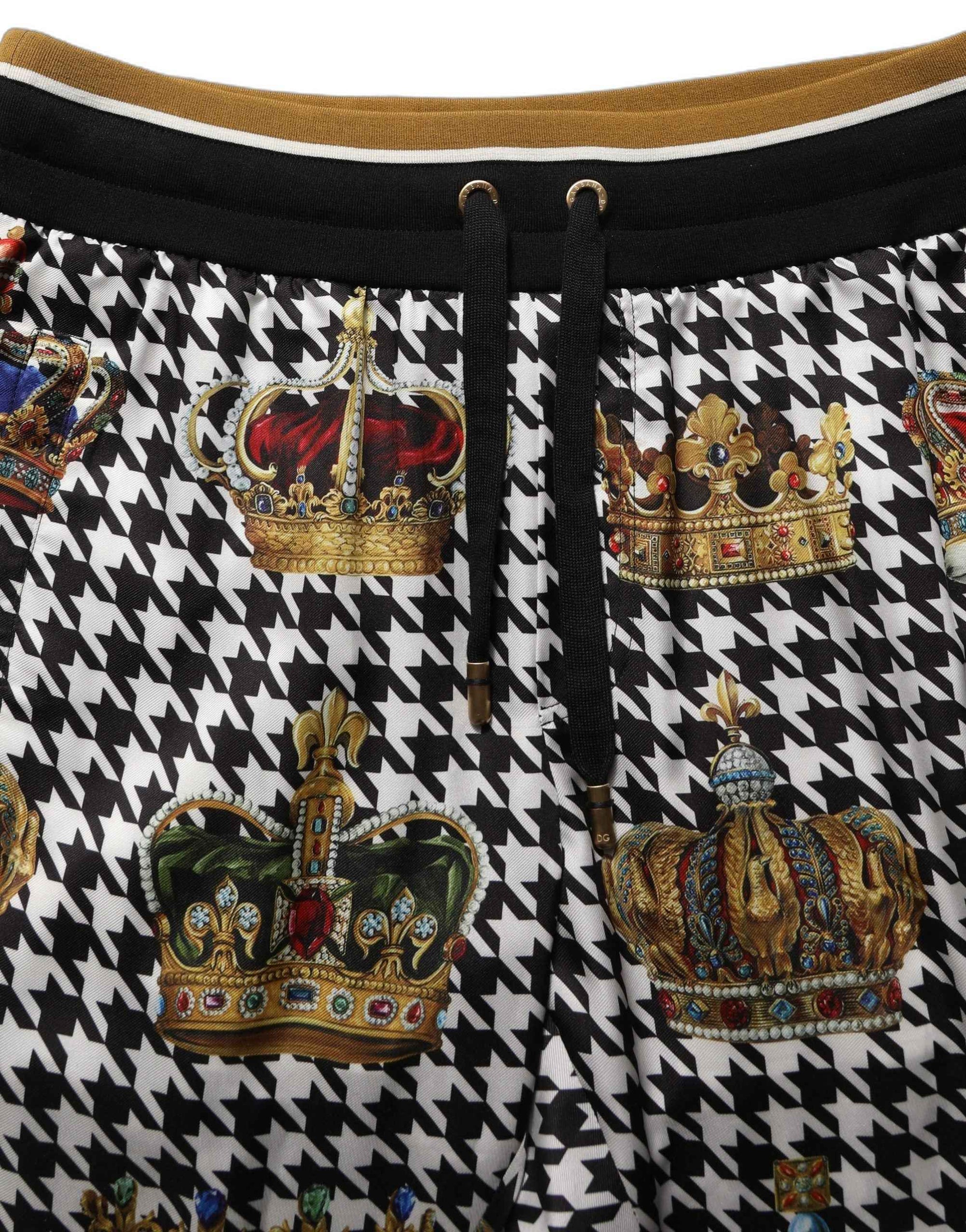 Dolce & Gabbana Multicolor Houndstooth Crown Men Sweatpants Pants