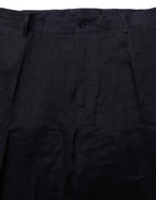 Dolce & Gabbana Black Linen Straight Leg Dress Trouser Pants
