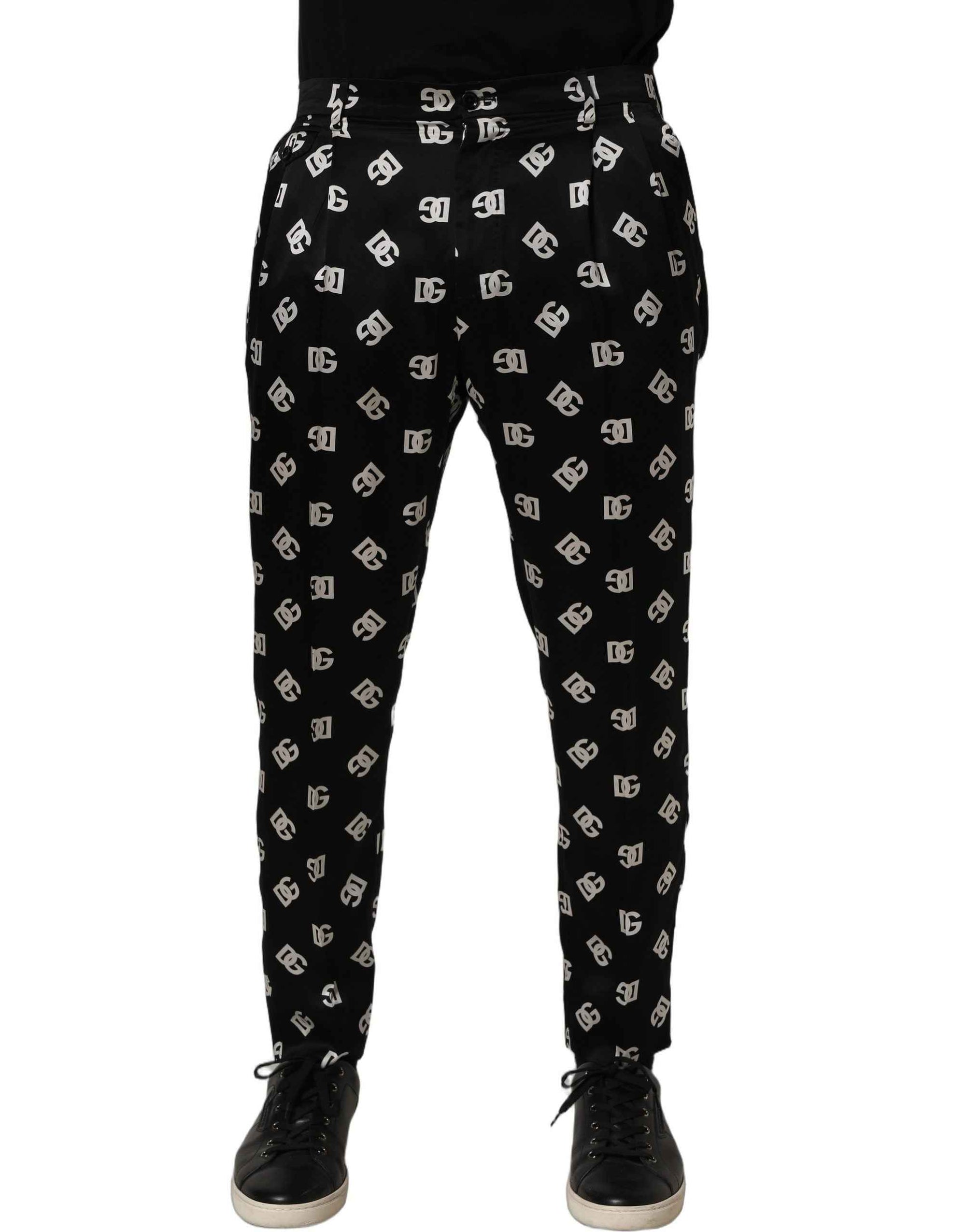 Dolce & Gabbana Black Silk Skinny Leg Dress Men Trouser Pants