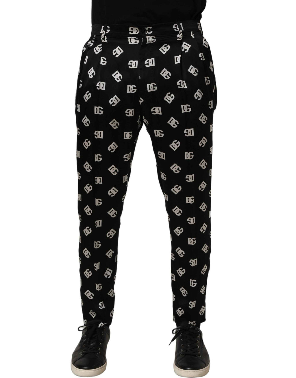 Dolce & Gabbana Black Silk Skinny Leg Dress Men Trouser Pants