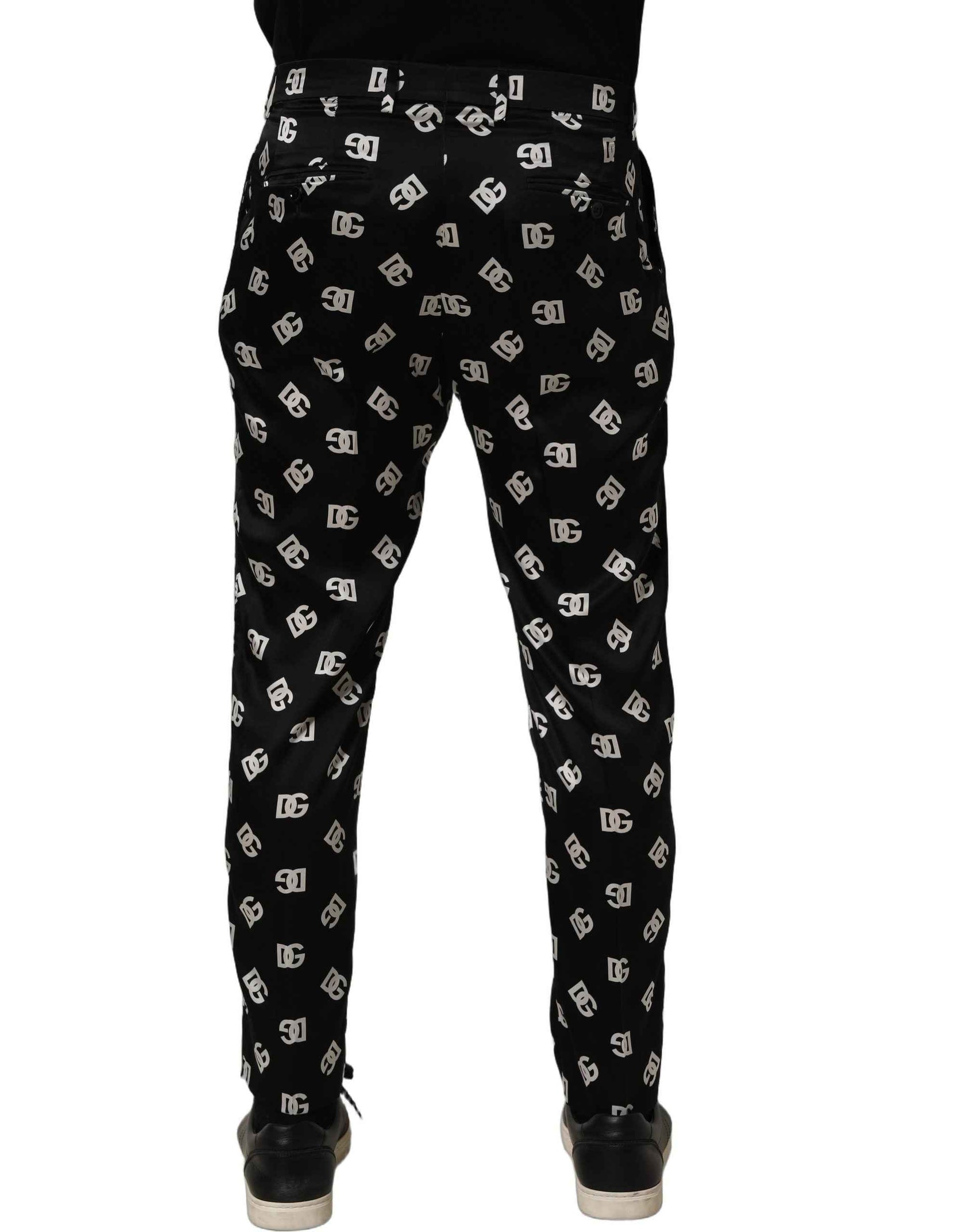 Dolce & Gabbana Black Silk Skinny Leg Dress Men Trouser Pants