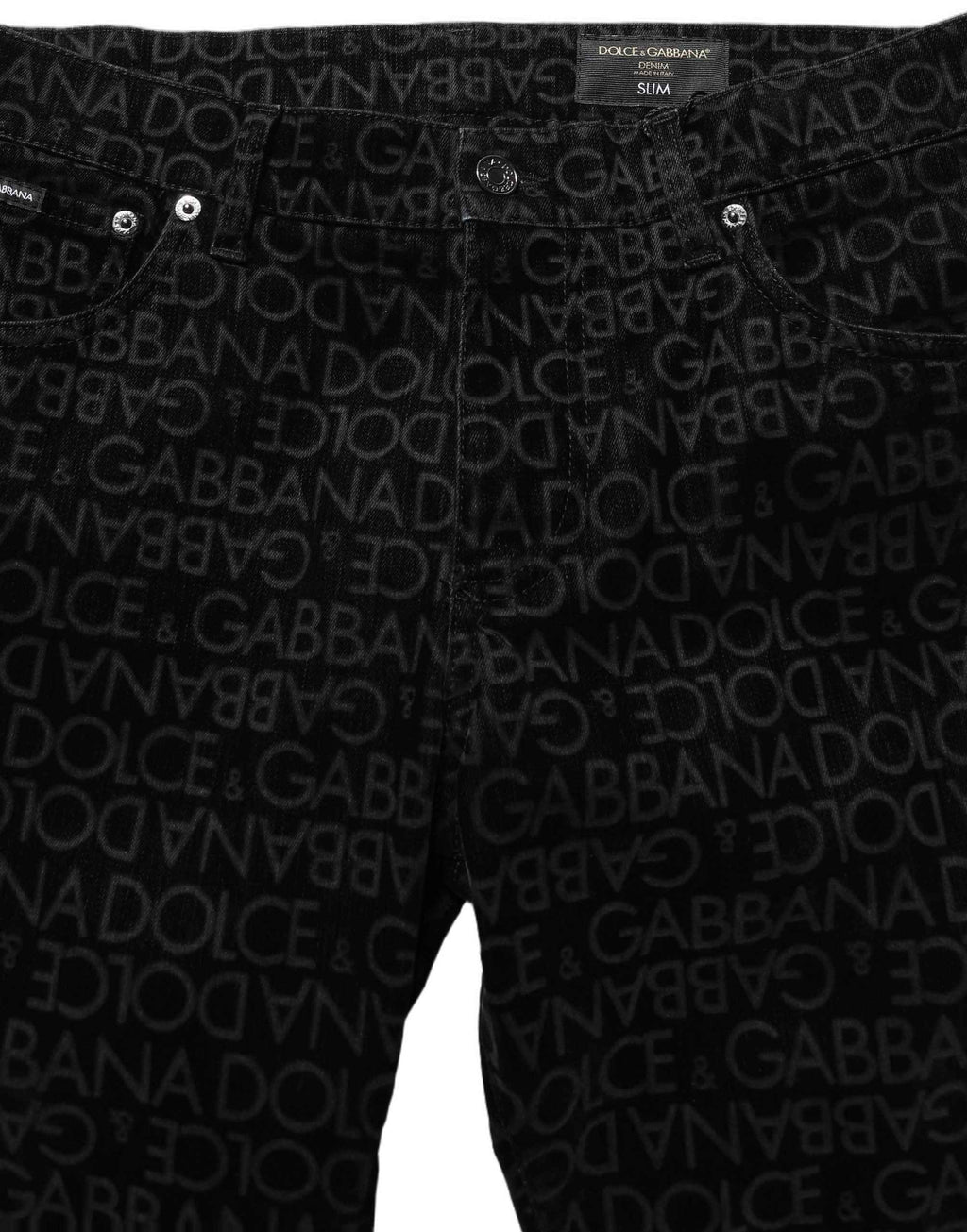 Dolce & Gabbana Black Logo Monogram Cotton Slim Denim Jeans