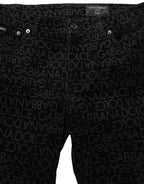 Dolce & Gabbana Black Logo Monogram Cotton Slim Denim Jeans