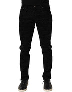 Dolce & Gabbana Black Logo Monogram Cotton Slim Denim Jeans