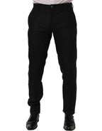 Dolce & Gabbana Black Linen Skinny Leg Dress Trouser Pants