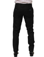 Dolce & Gabbana Black Linen Skinny Leg Dress Trouser Pants