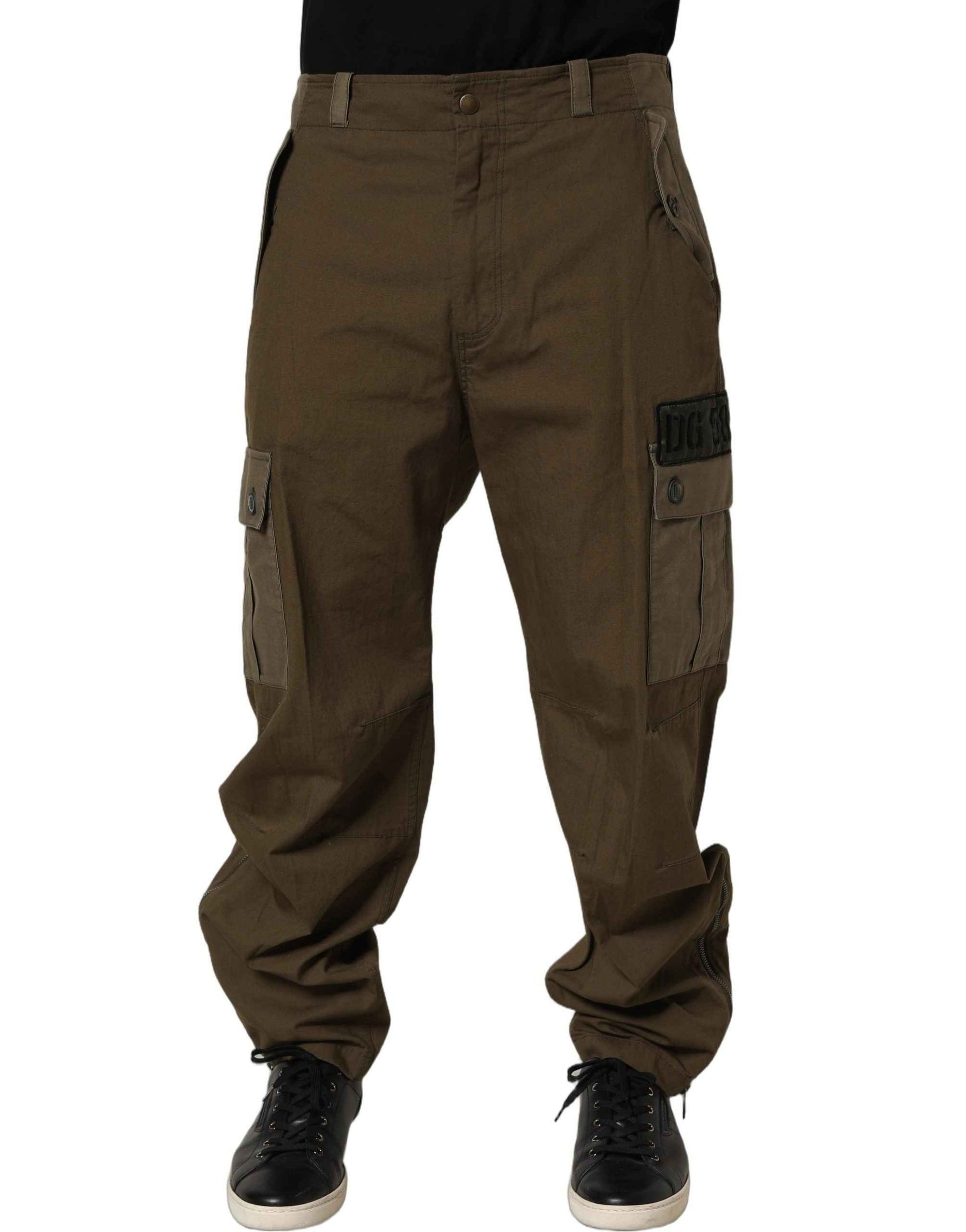 Dolce & Gabbana Brown Mid Waist Straight Cargo Trouser Pants