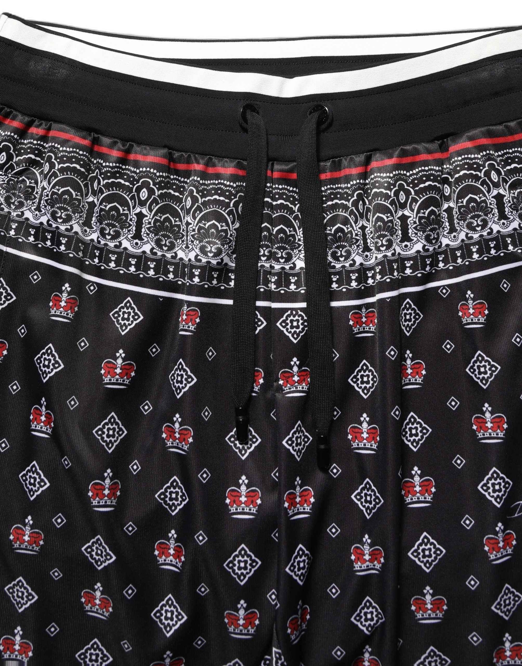 Dolce & Gabbana Black Bandana Crown Jogger Men Trouser Pants