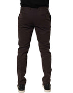 Dolce & Gabbana Brown Cotton Skinny Leg Dress Trouser Pants