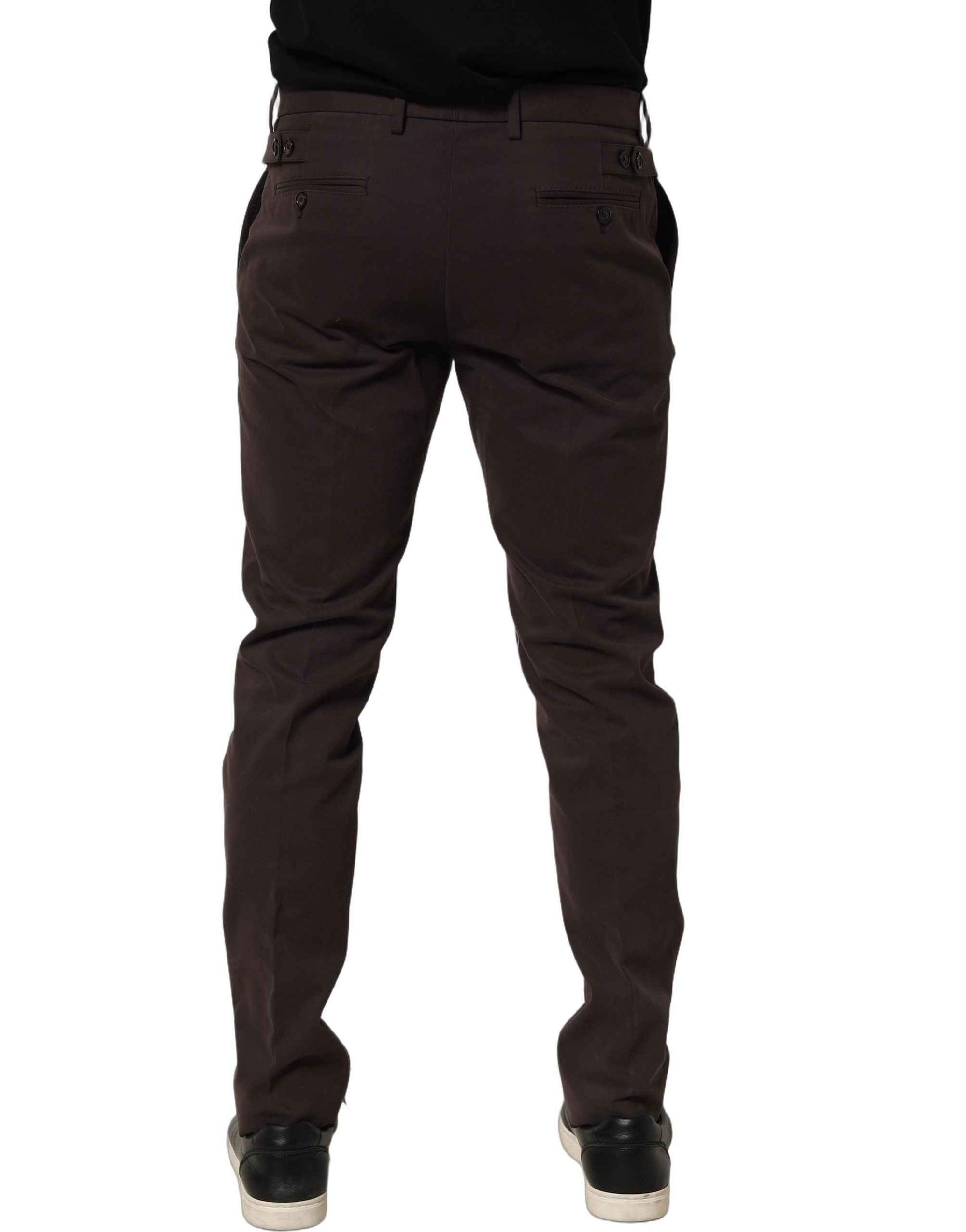 Dolce & Gabbana Brown Cotton Skinny Leg Dress Trouser Pants