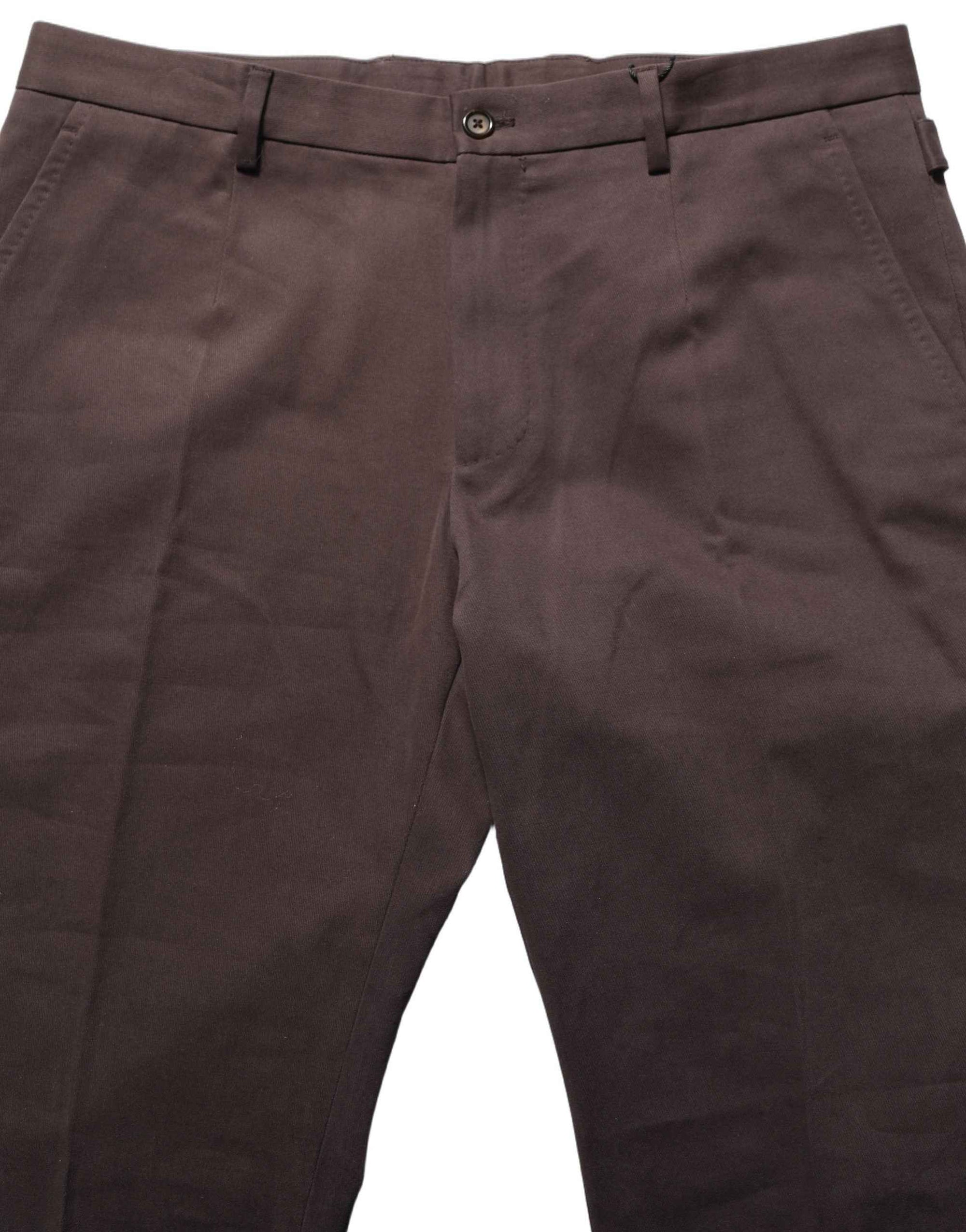Dolce & Gabbana Brown Cotton Skinny Leg Dress Trouser Pants