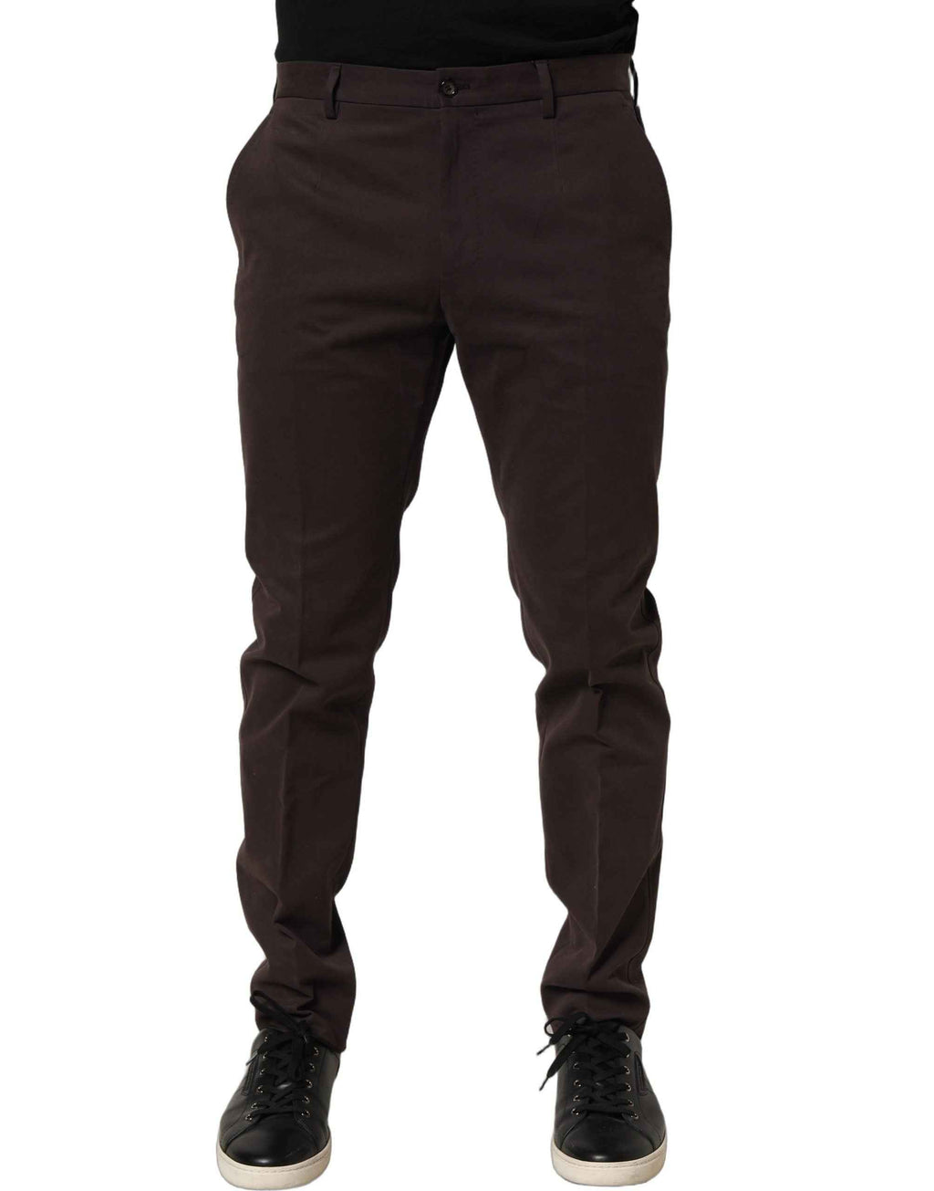 Dolce & Gabbana Brown Cotton Skinny Leg Dress Trouser Pants