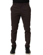 Dolce & Gabbana Brown Cotton Skinny Leg Dress Trouser Pants