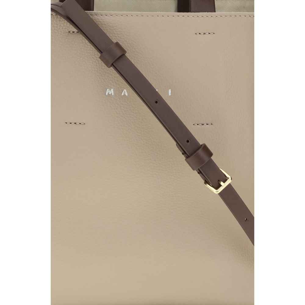 Marni Beige Calf Leather Bos Taurus Shoulder Bag