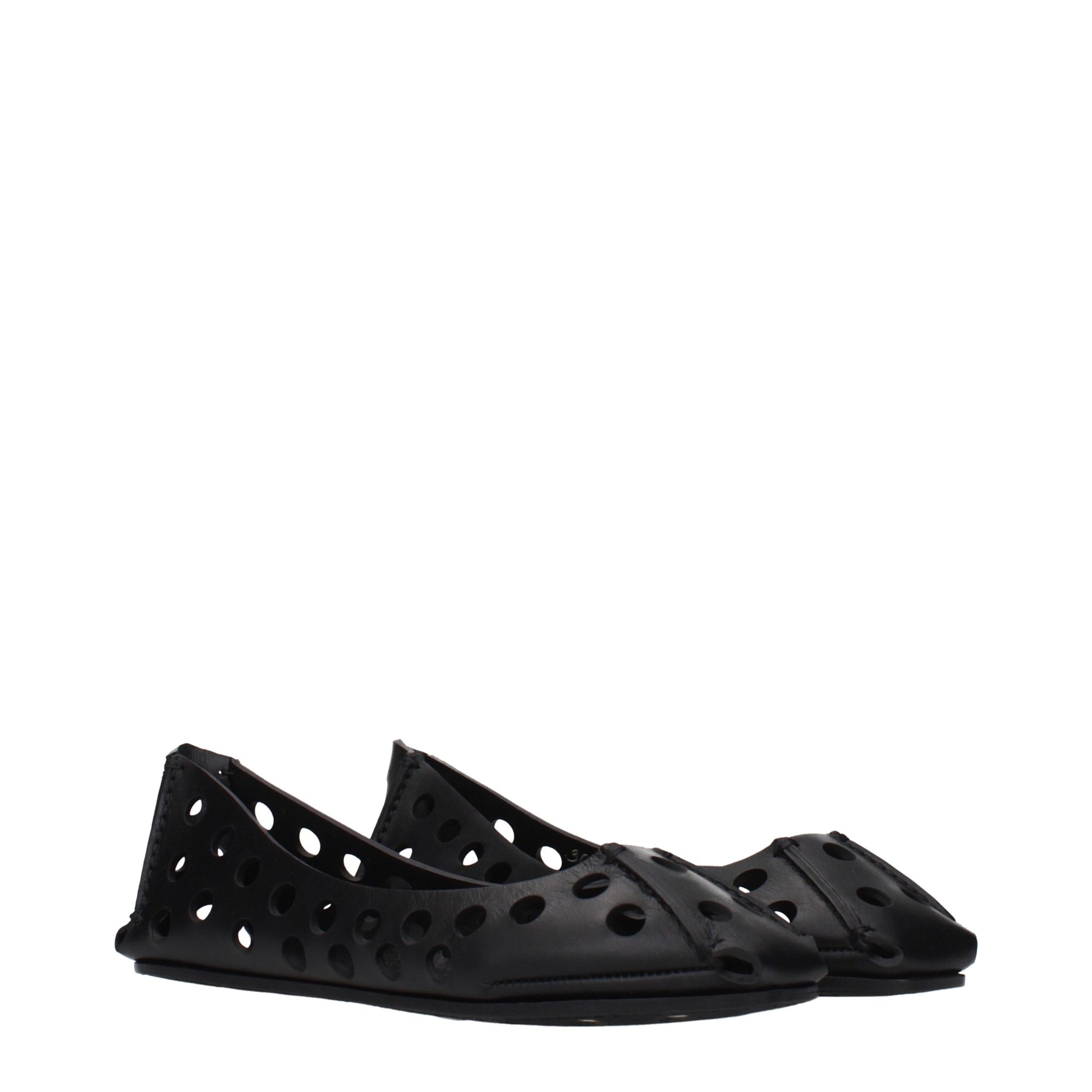 Alaïa Black Leather Ballet Flats