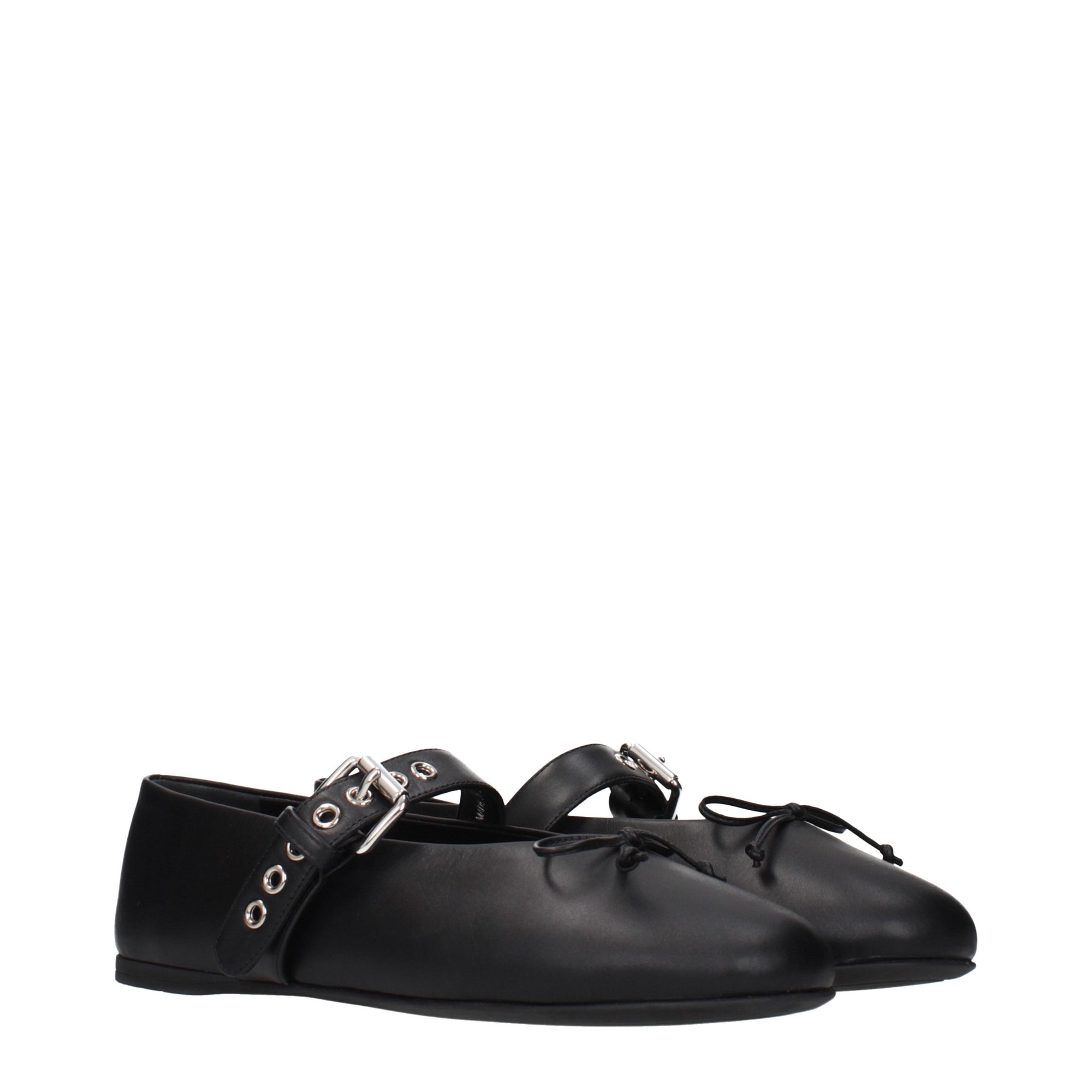 Miu Miu Black Leather Ballet Flats