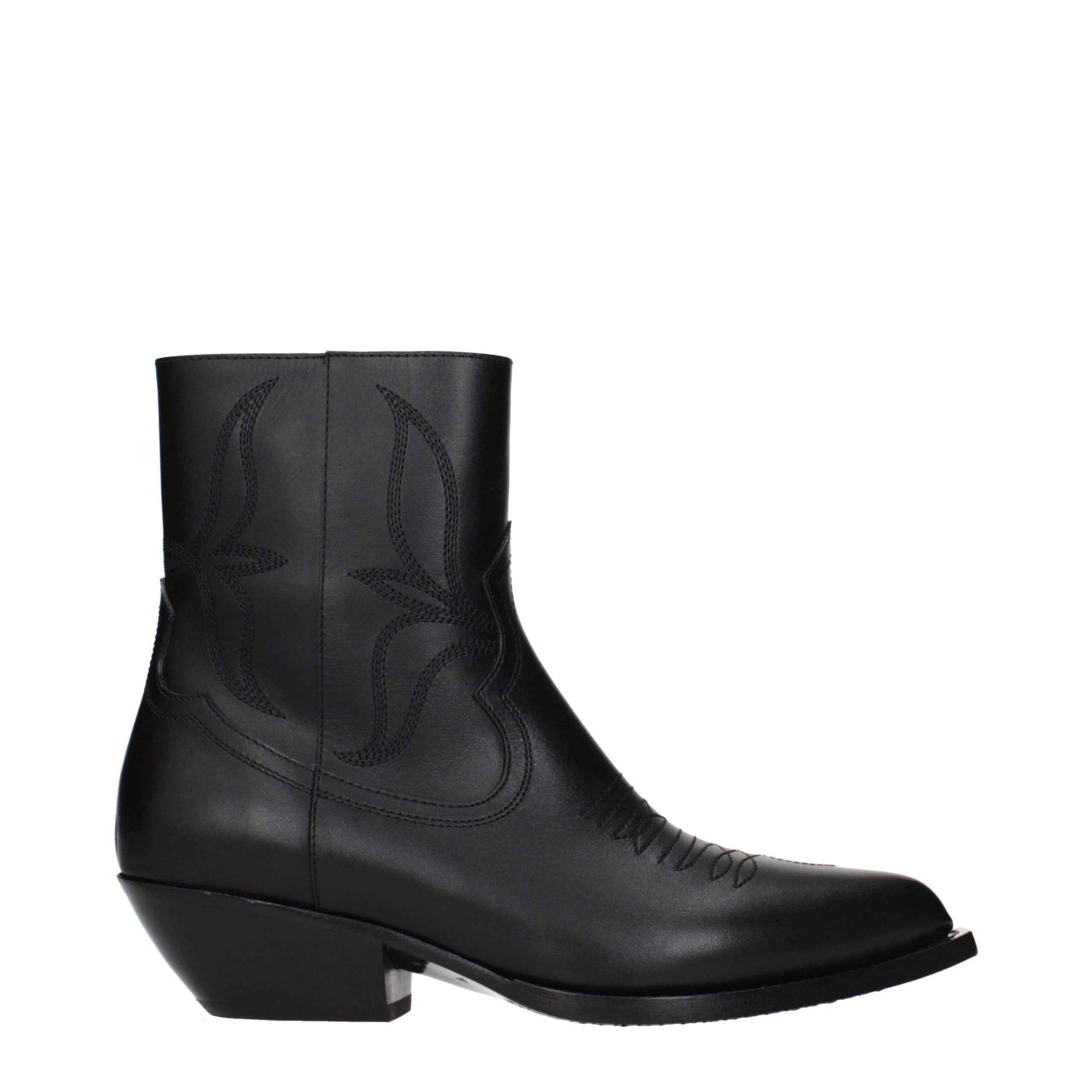 Celine Black Leather Ankle Boots