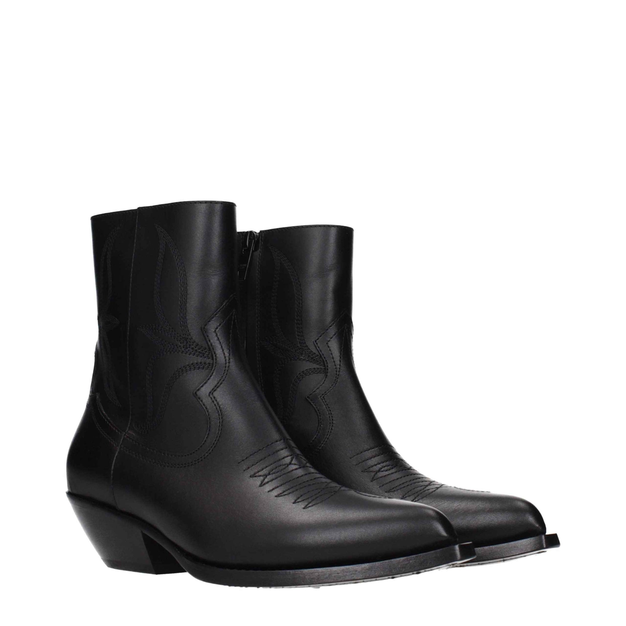 Celine Black Leather Ankle Boots