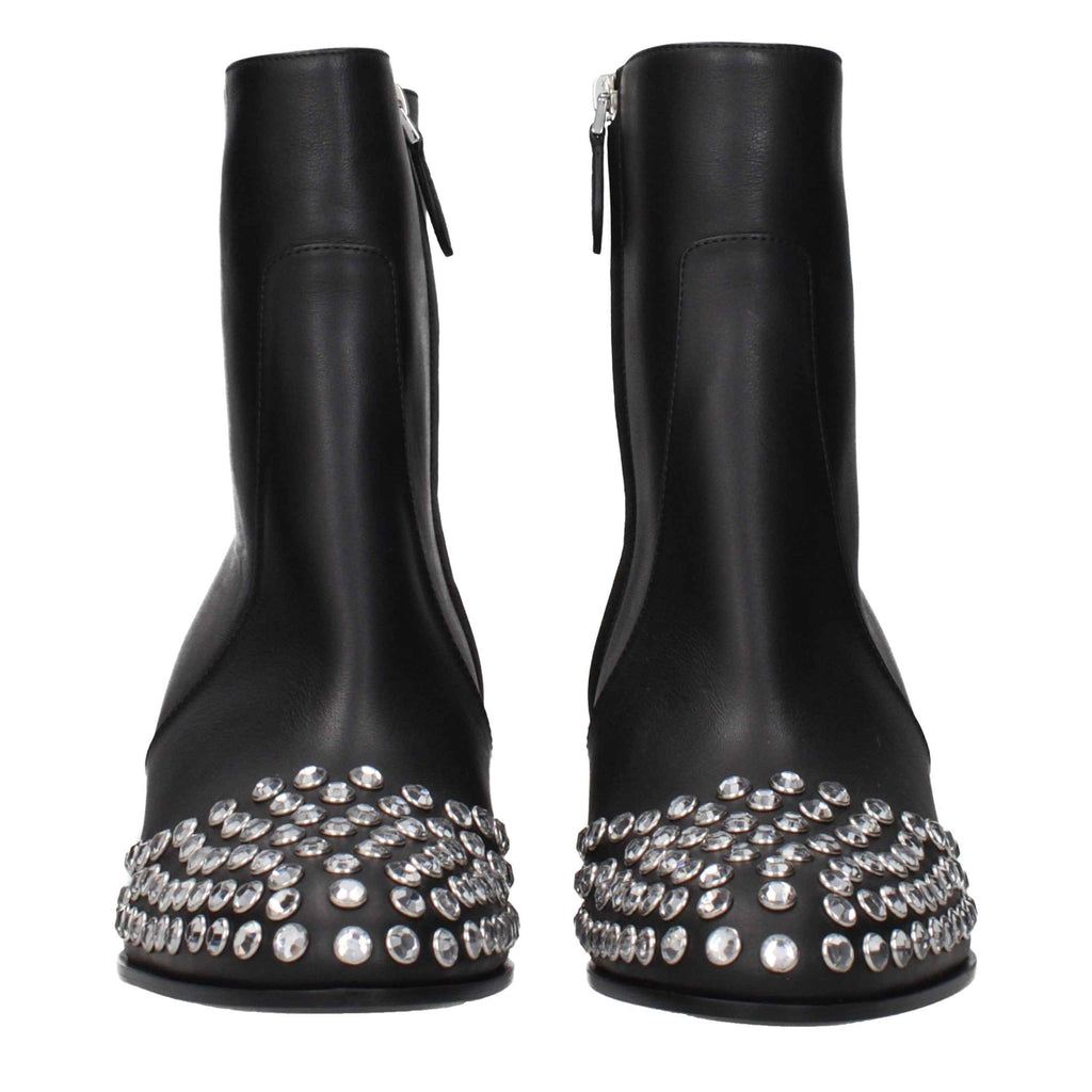 Alaïa Black Leather Ankle Boots