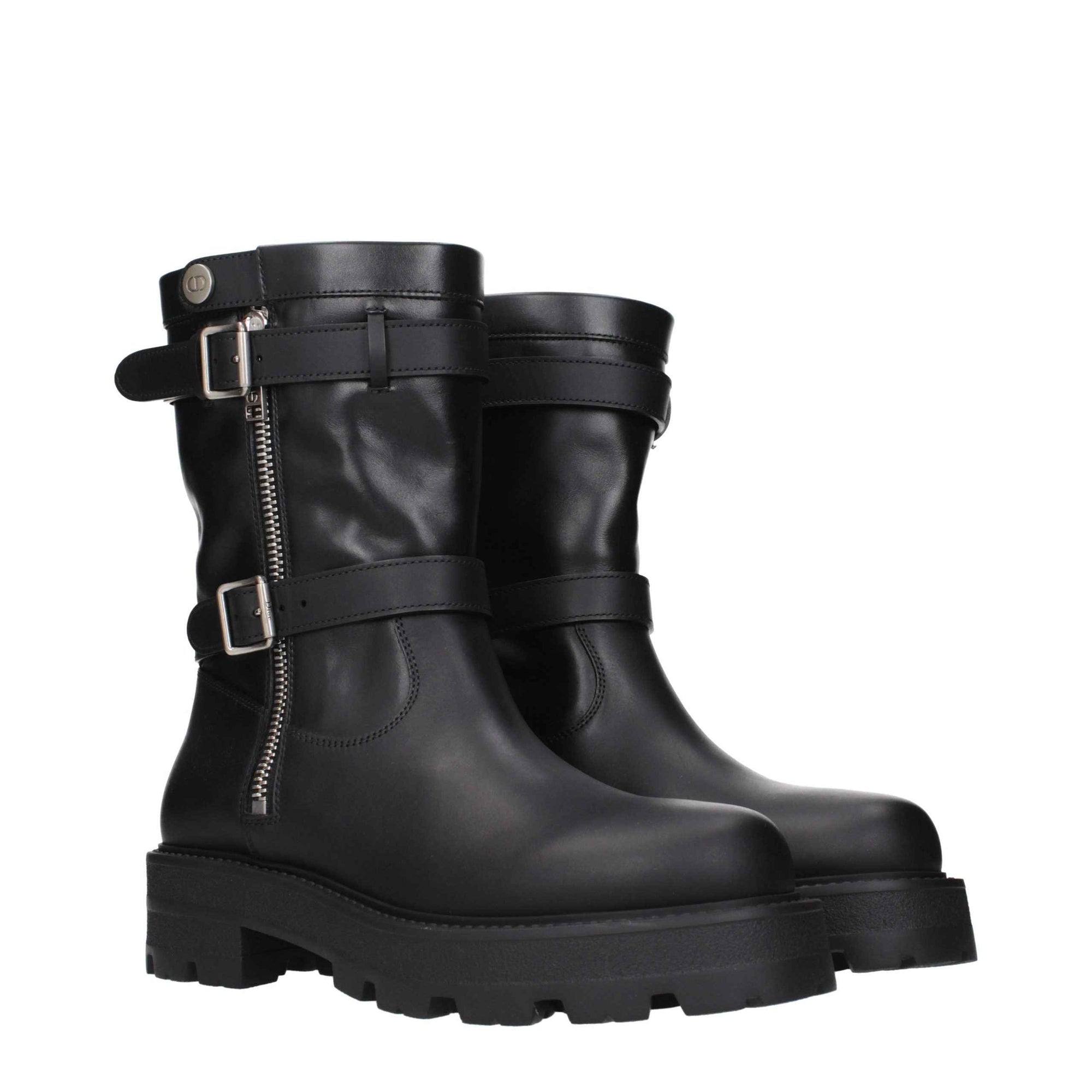 Christian Dior Black Leather Ankle Boots