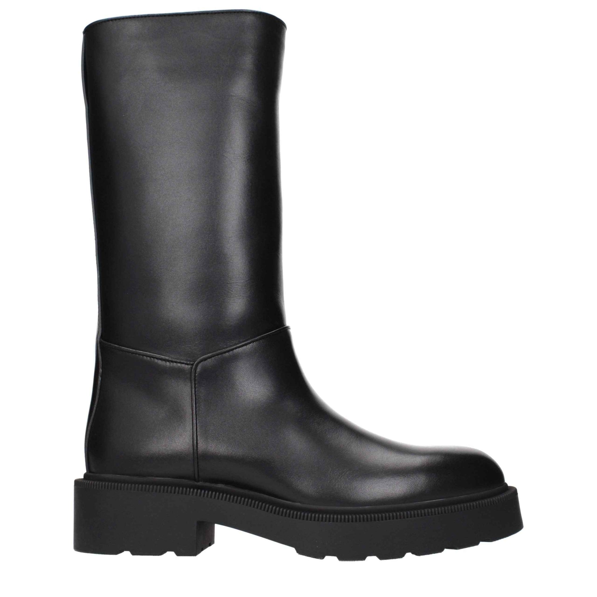 The Row Black Leather Boots
