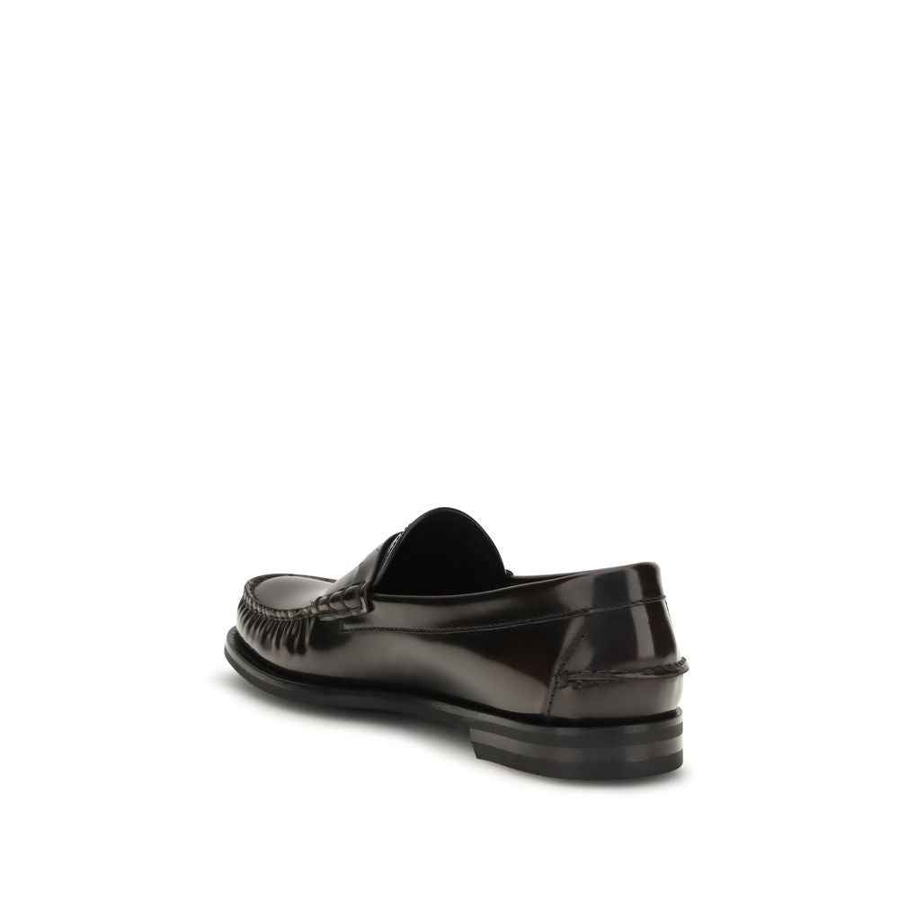 Prada Brown Calf Leather Bos Taurus Slip-On Loafers