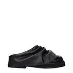 The Attico Black Leather Slippers