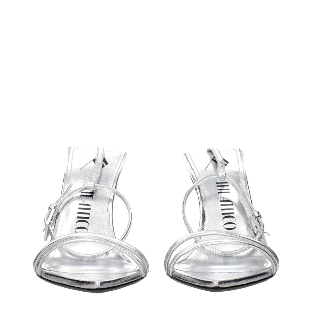 The Attico Gray Leather Stiletto Heel Sandals