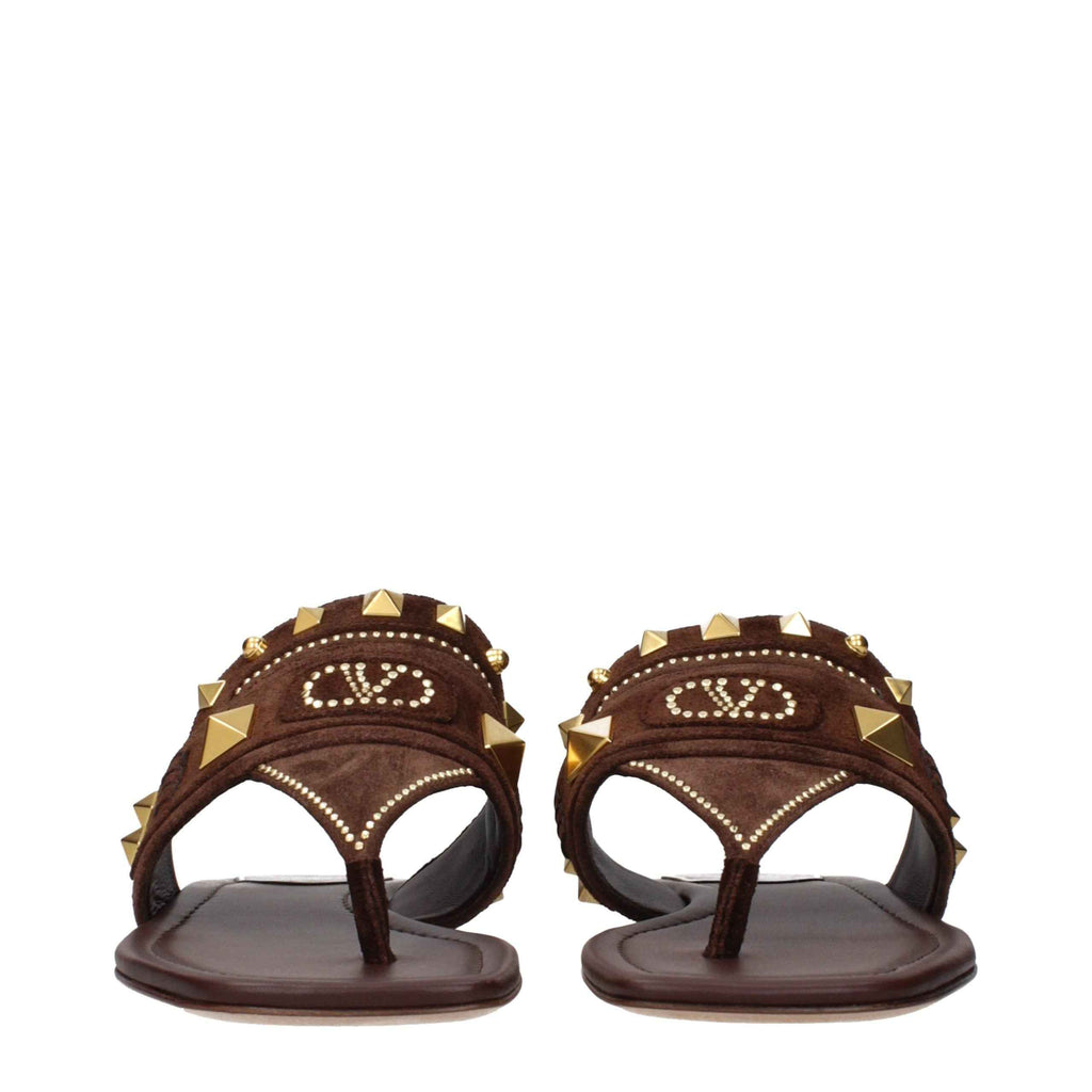 Valentino Garavani Brown Leather Flip-Flop Sandals