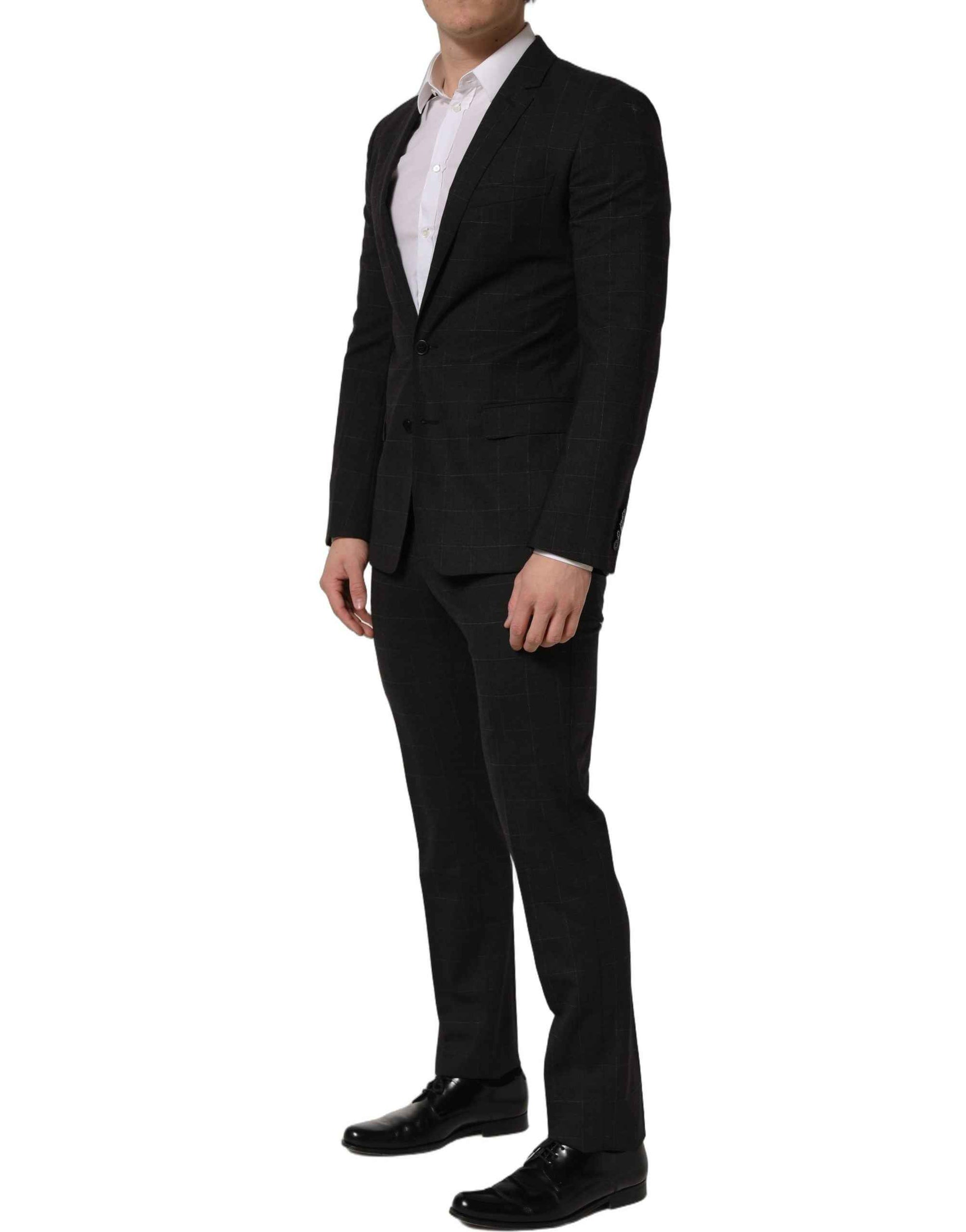 Dolce & Gabbana Black Wool Slim Fit Formal 2 Piece Men Suit