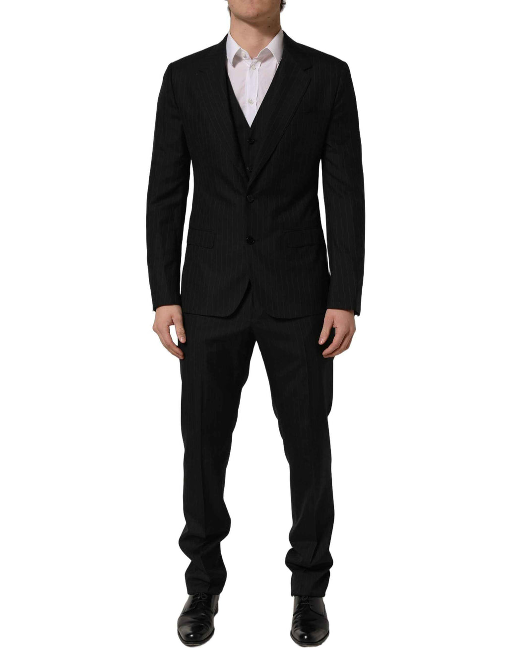 Dolce & Gabbana Black Stripes Slim Fit Formal 3 Piece Suit