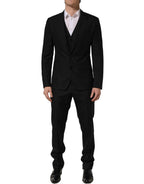 Dolce & Gabbana Black Stripes Slim Fit Formal 3 Piece Suit