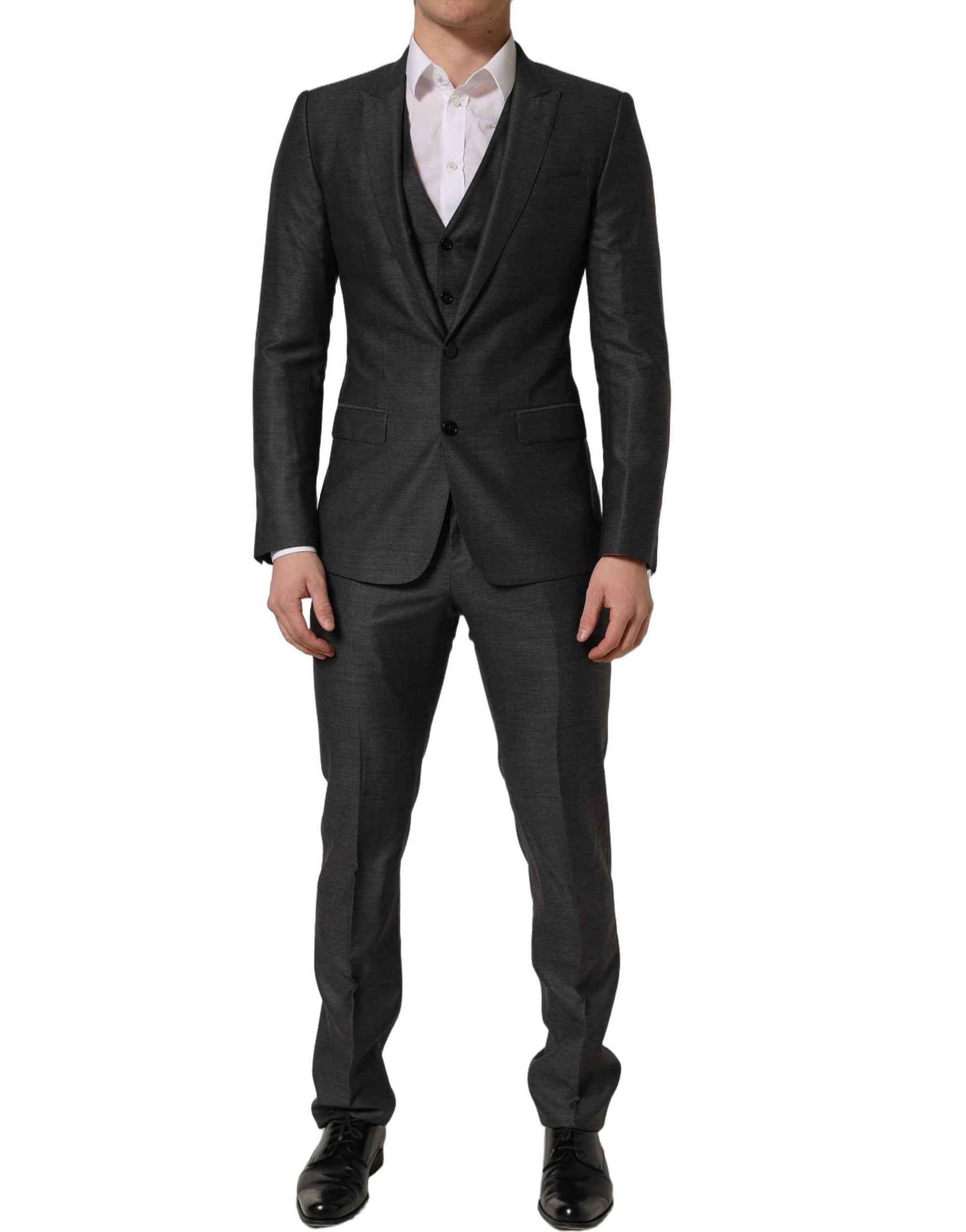 Dolce & Gabbana Gray MARTINI Slim Fit Formal 3 Piece Suit