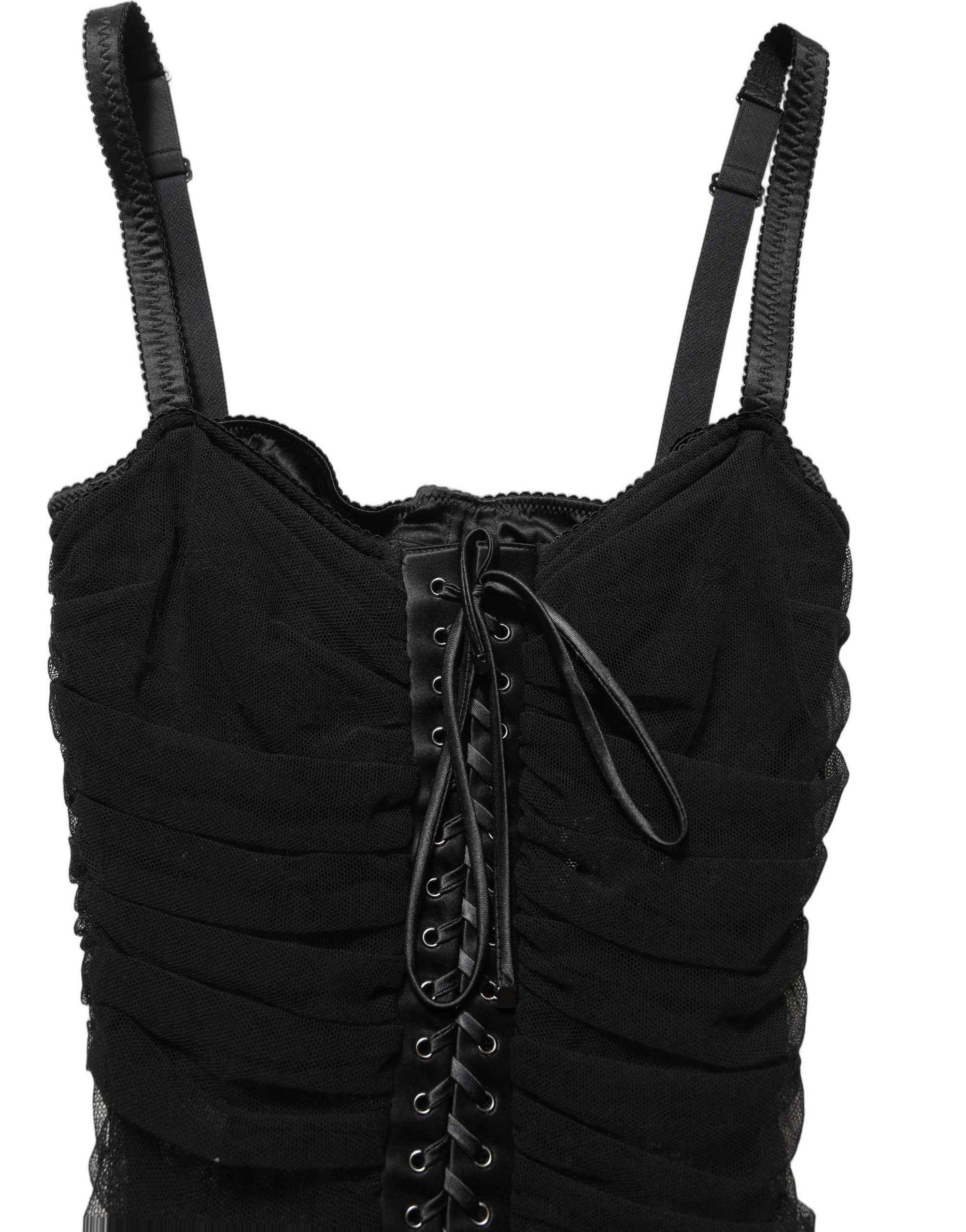 Dolce & Gabbana Black Bodycon Fitted Corset Style Mini Dress
