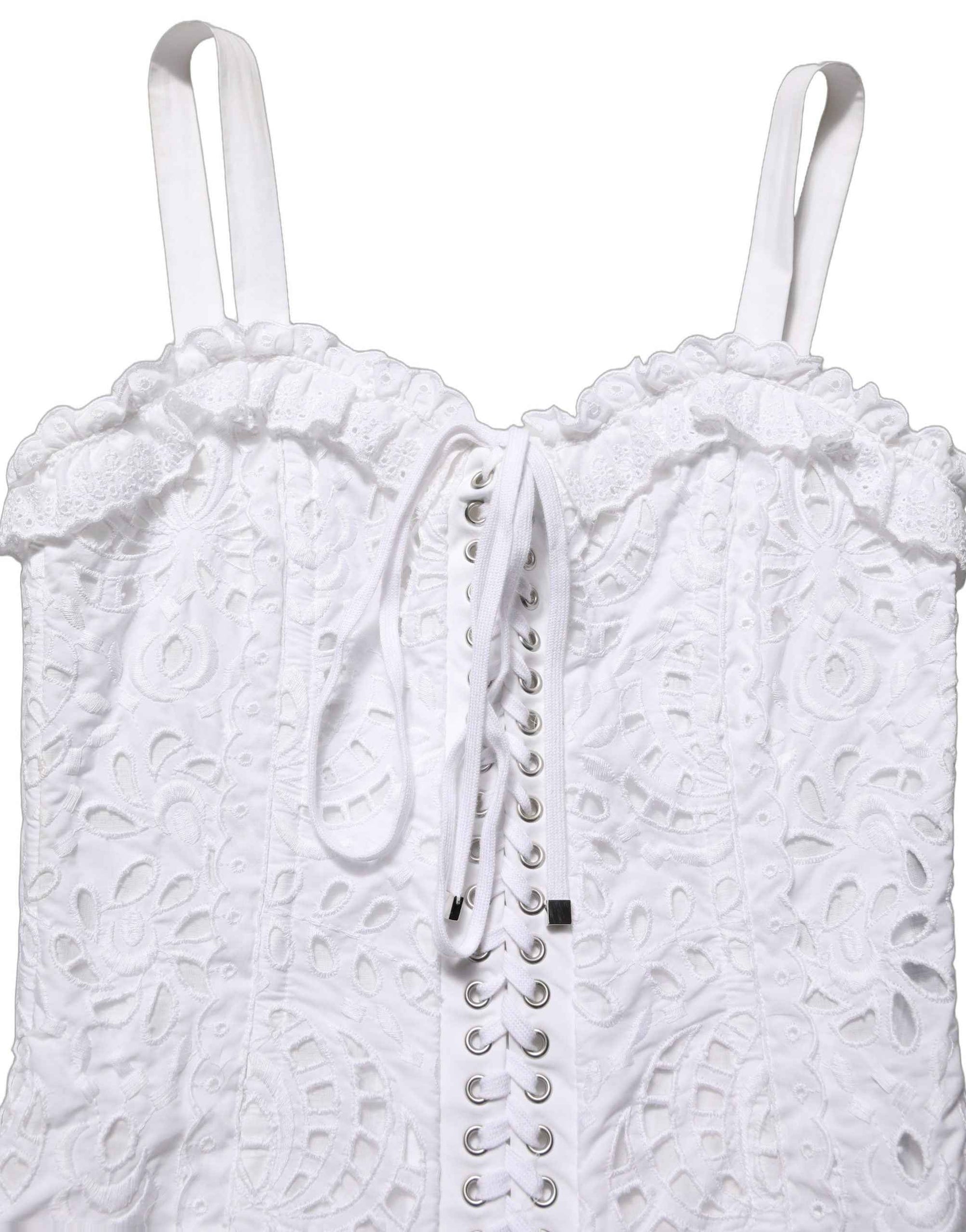 Dolce & Gabbana White Broderie Anglaise Cotton Mini Dress