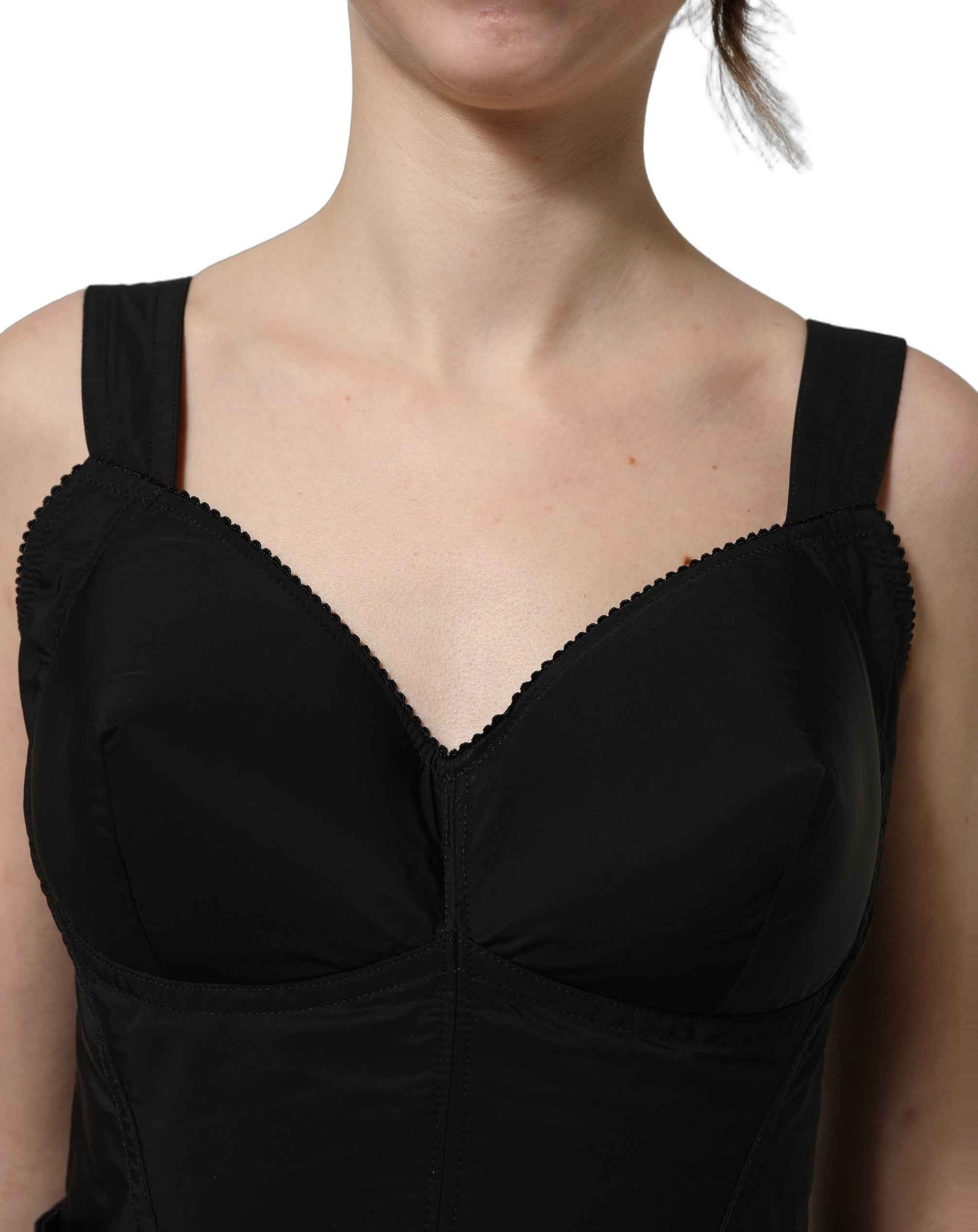 Dolce & Gabbana Black Nylon A-Line Sleeveless Mini Dress