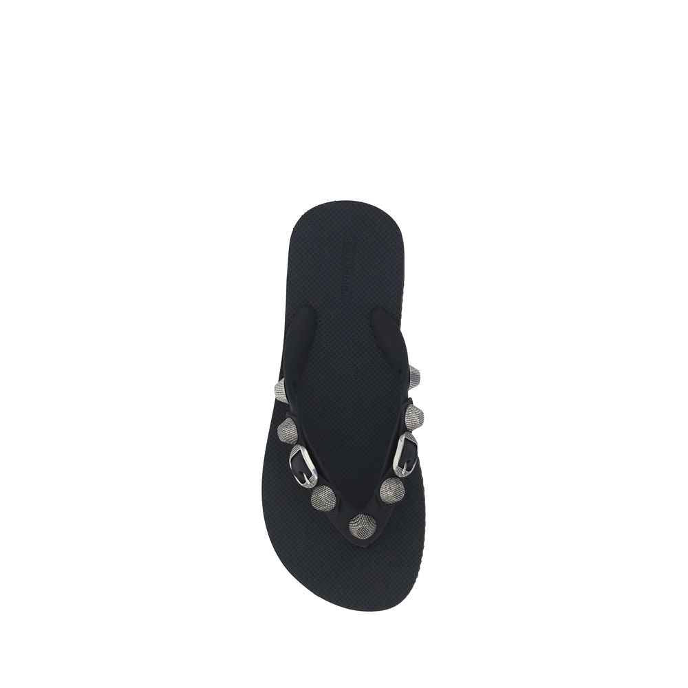 Balenciaga Black Polyurethane Flip-Flop Sandals