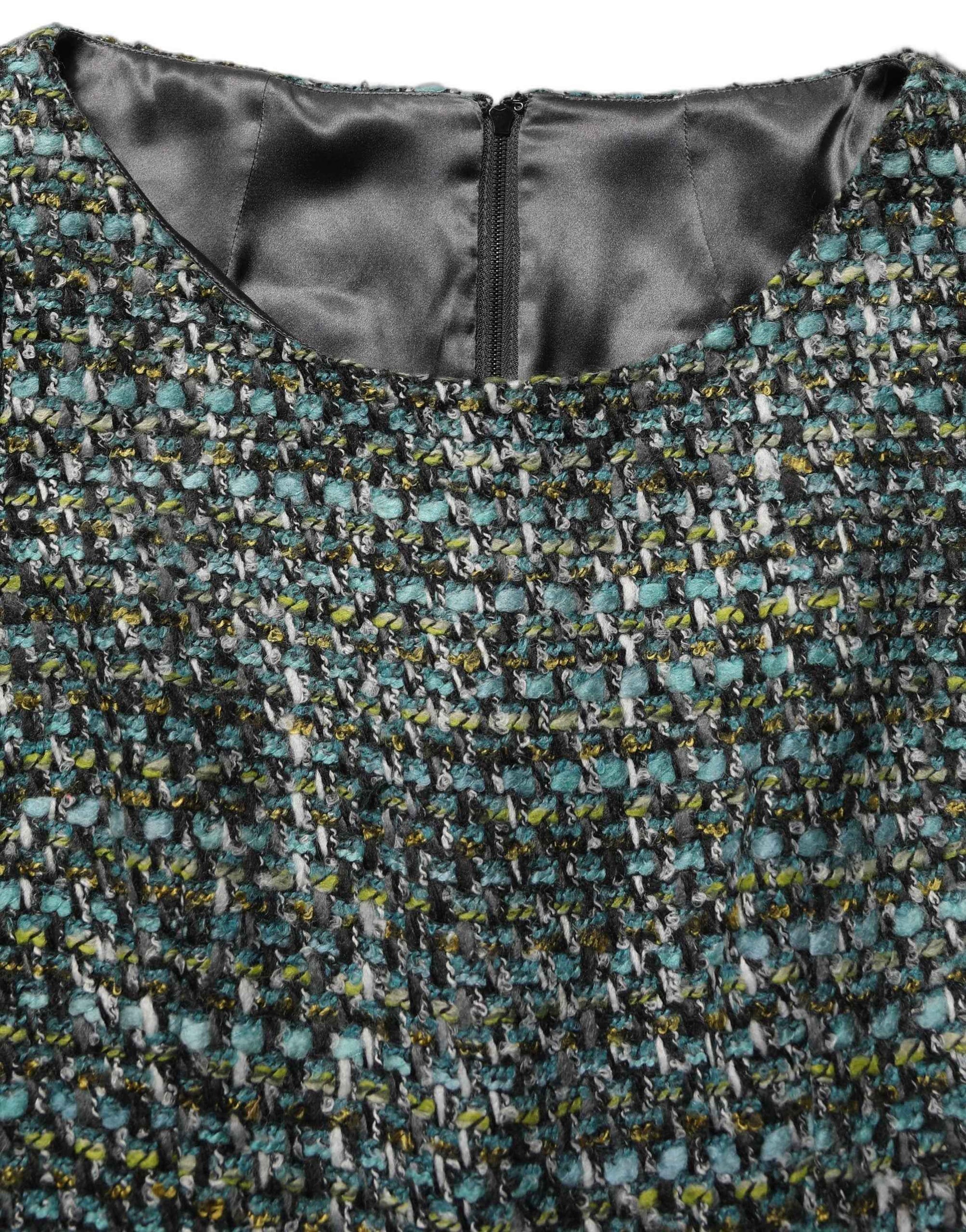 Dolce & Gabbana Multicolor Tweed Belted Babydoll Mini Dress