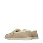 Prada Beige Leather Slip-On Loafers