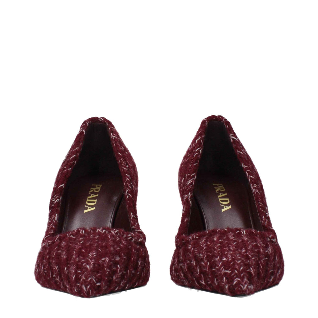 Prada Red Fabric Mid Heel Pumps
