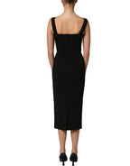 Dolce & Gabbana Black Viscose Stretch Sheath Midi Dress
