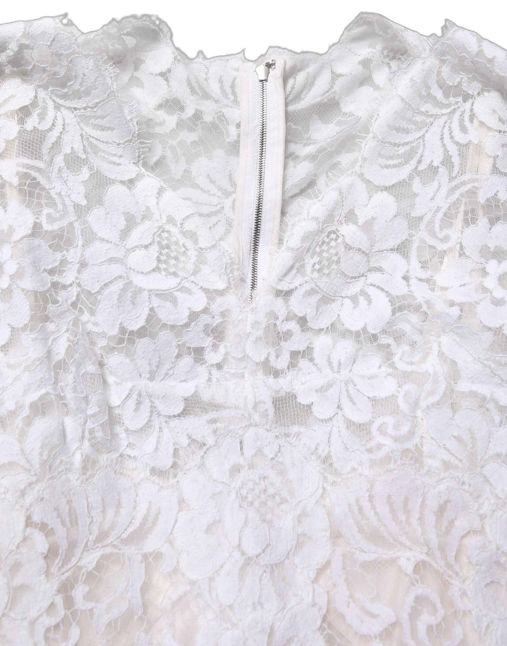 Dolce & Gabbana White Cotton Floral Lace Long Gown Dress