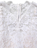 Dolce & Gabbana White Cotton Floral Lace Long Gown Dress