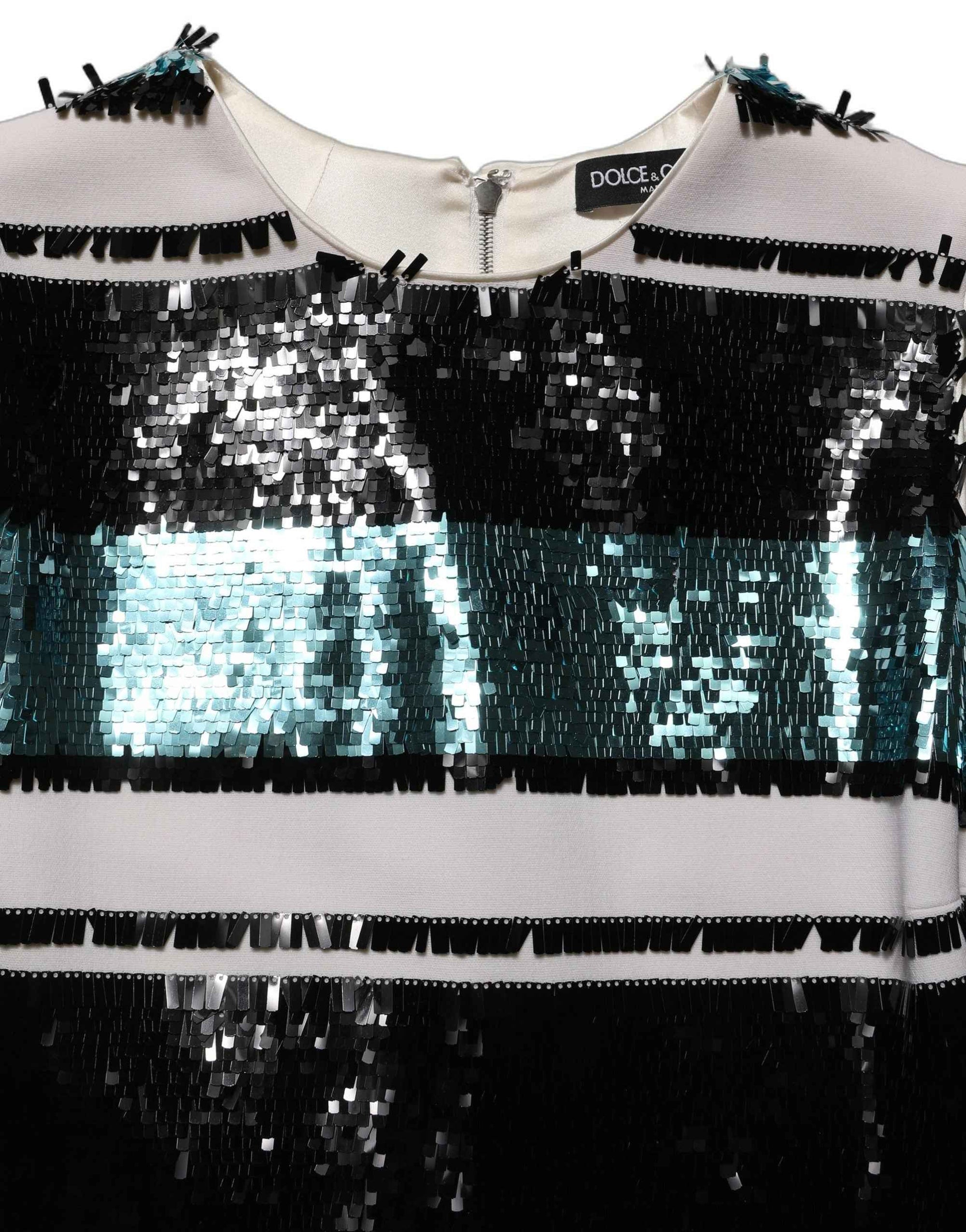 Dolce & Gabbana Multicolor Sequined Sleeveless Shift Dress