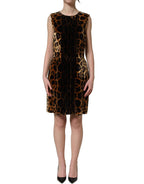 Dolce & Gabbana Brown Leopard Sleeveless Sheath Mini Dress